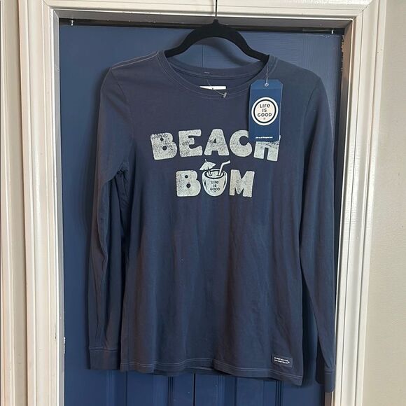 Life is Good Beach Bum Long Sleeve Shirt - Blue Size S NWT - Picture 1 of 6